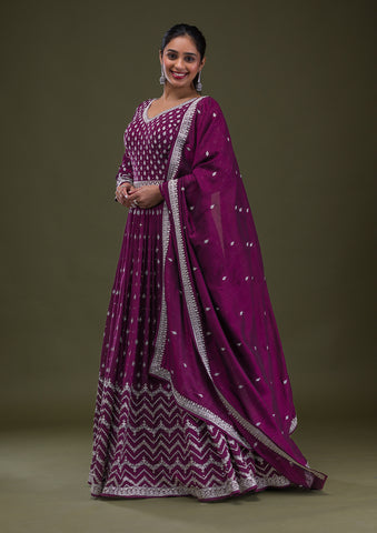 Eye-Catchy Sequins Work Floor Length Wedding Salwar Suit